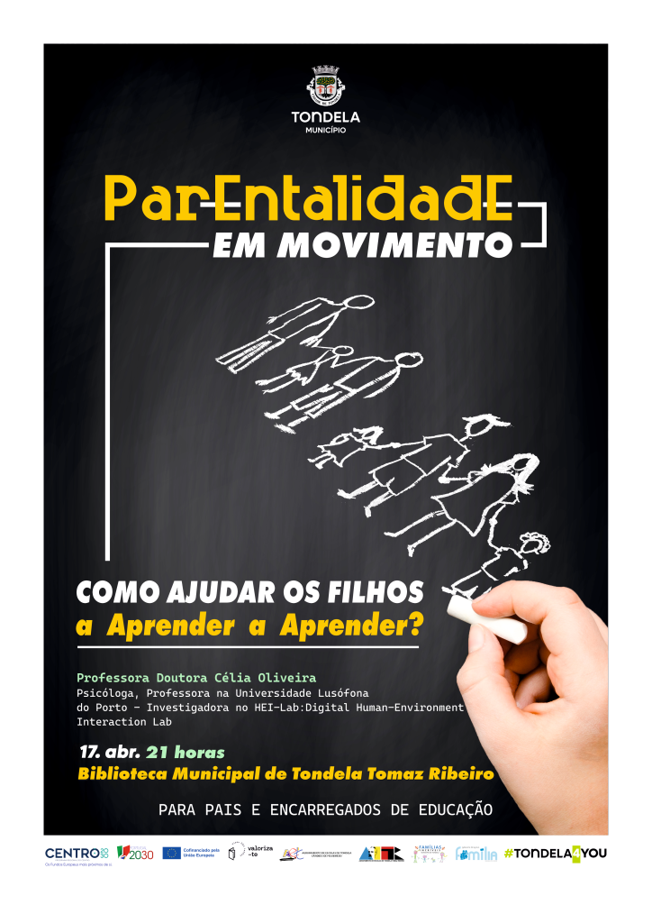 Descubra como ajudar os seus filhos a aprender a aprender na próxima sessão do “Parentalidade em Movimento” @CM Tondela